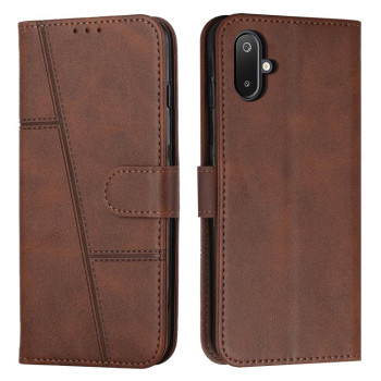 Чехол-книжка со строчкой и фактурой Calf на Samsung Galaxy M06 5G - коричневый