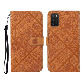 Чехол-книжка Ethnic Style для Samsung Galaxy A02s - коричневый