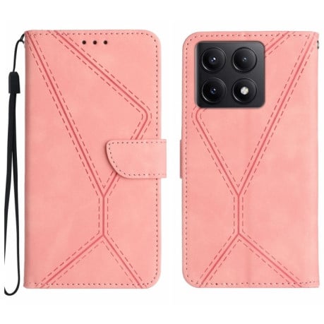 Чохол-книжка Stitching Embossed Leather для Xiaomi 14T 5G Global - рожевий
