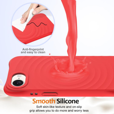 Чохол протиударний Wave Texture MagSafe Magnetic Liquid Silicone для iPhone 16e - червоний
