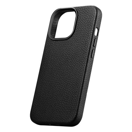 Кожаный чехол iCarer Litchi Premium для iPhone 14 Pro Max - черный