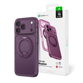 Оригинальный чехол AmazingThing Titan Pro Spin Lens с кольцом MagSafe для iPhone 18 Pro Max — фиолетовый