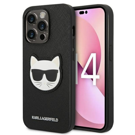 Оригинальный чехол Karl Lagerfeld Saffiano Choupette Head Patch для iPhone 14 Pro Max - black