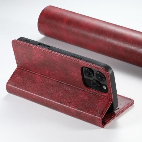Чохол протиударний Suteni H02 Leather Wallet Stand для iPhone 16 Pro - червоний