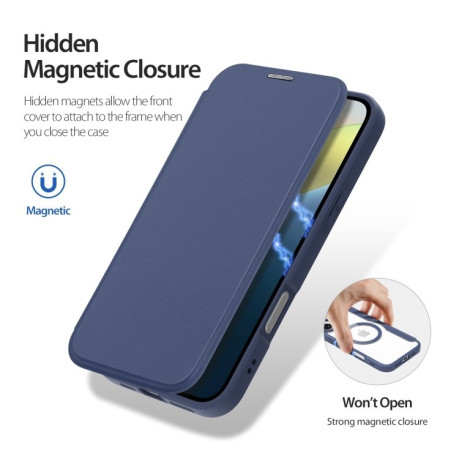Чехол-книжка DUX DUCIS Skin X Pro Series Magsafe на iPhone 16 - синий
