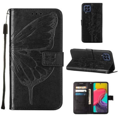 Чехол-книжка Embossed Butterfly для Samsung Galaxy M33 5G  - черный