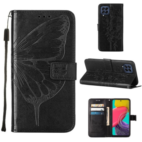 Чохол-книга Embossed Butterfly для Samsung Galaxy M53 5G - чорний