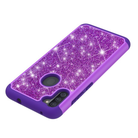 Противоударный чехол Glitter Powder Contrast Skin на Samsung Galaxy A11/M11 - фиолетовый