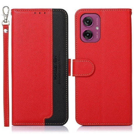 Чехол-книжка KHAZNEH Litchi Texture для Motorola Moto G55 5G - красный
