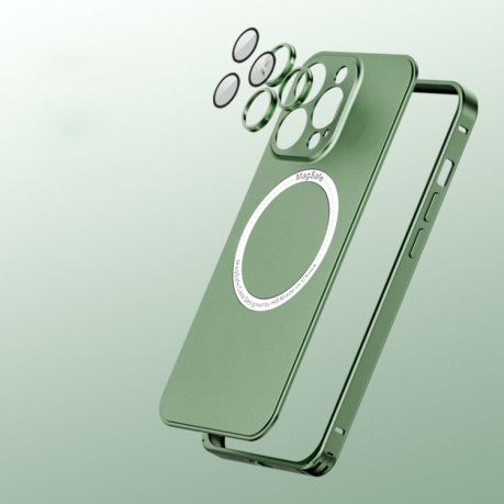 Противоударный чехол Frosted Lens MagSafe для  iPhone 14 - зеленый