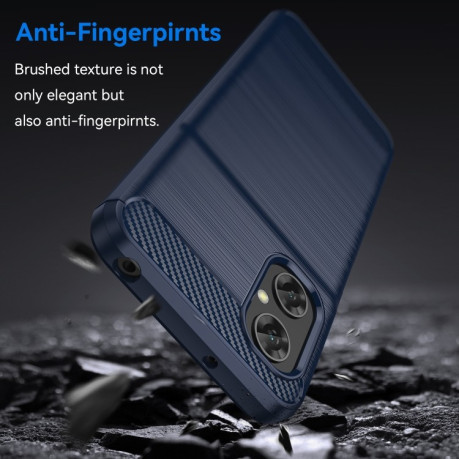 Противоударный чехол Brushed Texture Carbon Fiber на Xiaomi Poco M5 - синий