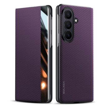 Чохол-книжка Sulada з вікном і фактурою кевлара 600D на Samsung Galaxy Fold8 Ultra 5G — фіолетовий
