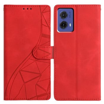 Чехол-книжка Triangles Embossed Leather для Motorola Edge 60 - красный