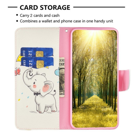 Чехол-книжка Colored Drawing Pattern для Xiaomi Redmi Note 12 4G - Umbrella Elephant