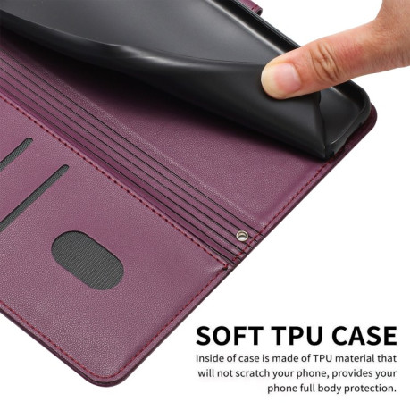 Чохол-книжка Diamond Embossed Skin Feel для Xiaomi 14T Pro 5G - винно-червоний