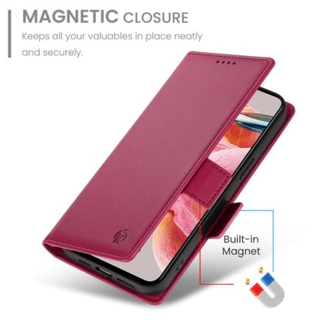 Чехол-книжка Side Buckle Magnetic Frosted Leather на Xiaomi Redmi 15 5G / 4G EU 171mm - винно-красный