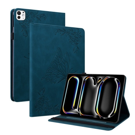 Чехол- книжка Butterfly Flower Embossed Leather на iPad Pro 11 2024 - синий