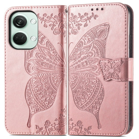 Чехол-книжка Butterfly Love Flower Embossed для OnePlus Nord 3 - розовое золото
