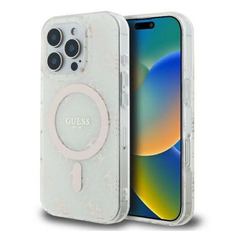 Оригінальний чохол Guess IML 4G Background MagSafe для iPhone 16 Pro - White