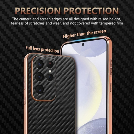 Ударозахисний чохол AZNS Electroplated Edge Carbon Fiber Texture  для Samsung Galaxy S25 Ultra 5G - синій