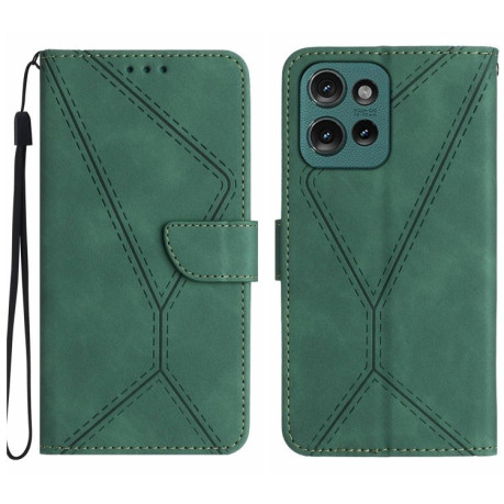 Чехол-книжка Stitching Embossed Leather для Motorola Moto G75 5G - зеленый
