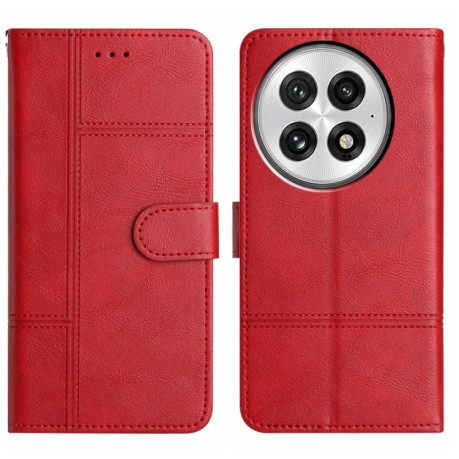 Чохол-книжка Cowhide Texture Stitching Leather на OnePlus 13 - червоний