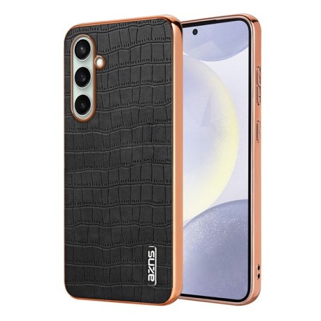 Чохол AZNS Electroplated Frame Crocodile Texture для Samsung Galaxy A36 - чорний