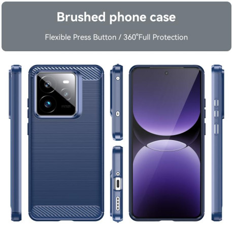 Противоударный чехол Brushed Texture Carbon Fiber на Realme GT 7 Pro 5G - синий