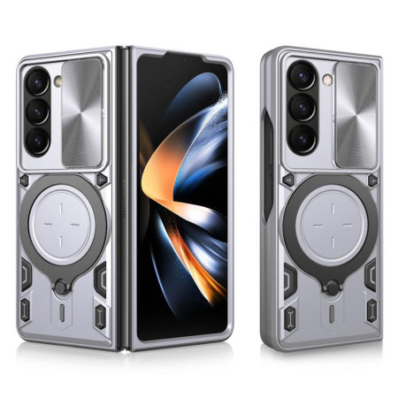 Противоударный чехол CD Texture Sliding Camshield Magnetic Holder на Samsung Galaxy Fold 7 5G - серебристый