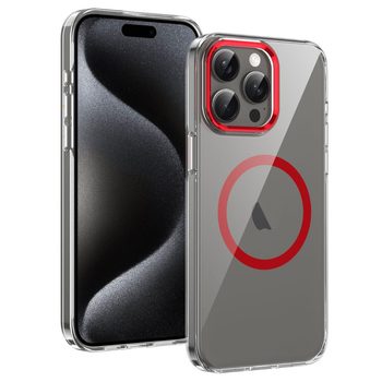 Противоударный чехол Ice Feel HD Transparent PC Full Coverage MagSafe для iPhone 16 Pro Max - красный