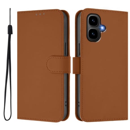 Чехол-книжка с мягким покрытием (Skin Feel) со шнурком на Infinix Smart 10 4G - коричневый