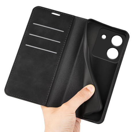 Чехол-книжка Retro Skin Feel Business Magnetic на Xiaomi Poco M7 Pro 5G - черный