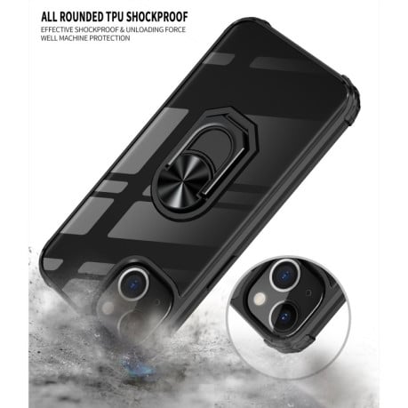 Противоударный чехол Acrylic Ring Holder на iPhone 13 Pro Max - синий