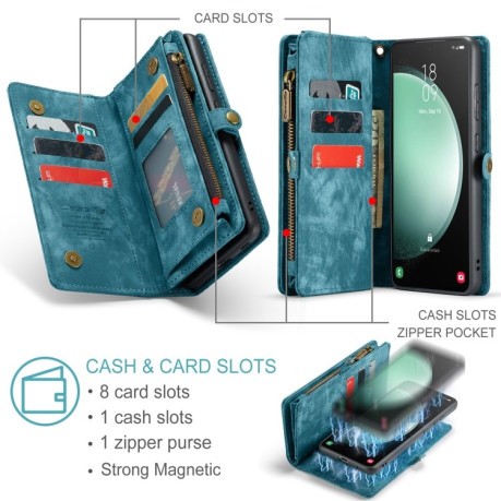Чохол-гаманець CaseMe 008 Series Zipper Style для Samsung Galaxy S23 FE - синій