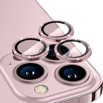 Защитное стекло на камеру для ENKAY Glitter для iPhone 14 Pro / 14 Pro Max - розовое