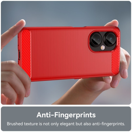 Противоударный чехол Brushed Texture Carbon Fiber на OnePlus Nord CE3 Lite - красный