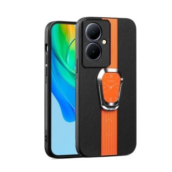 Чохол Magnetic Litchi Leather Back Phone Case with Holder для OPPO Reno11 F 5G - помаранчевий