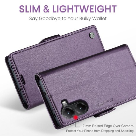 Чохол-книжка CaseMe 023 Butterfly Buckle Litchi RFID Anti-theft Leather для Xiaomi Poco X7 Pro - фіолетовий