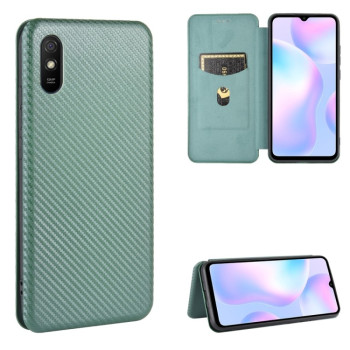 Чохол-книжка Carbon Fiber Texture на Xiaomi Redmi 9A - зелений