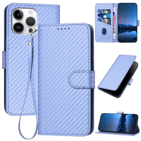 Чохол-книжка Carbon Fiber Texture на iPhone 16 Pro Max - фіолетовий