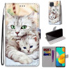 Чехол-книжка Coloured Drawing Cross для Samsung Galaxy M32/A22 4G - Big Cat Holding Kitten