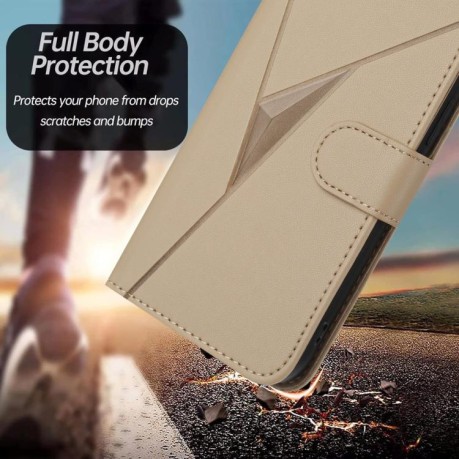 Чохол-книжка Triangle Pattern Buckle Clasp Leather на Xiaomi Redmi Note 14 Pro 4G - золотий