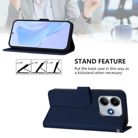 Чехол-книжка Skin Feel Solid Color Leather для Xiaomi Poco M7 Pro 5G - синий