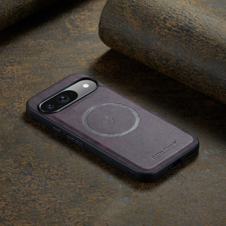 Чохол Fierre Shann Cowhide Texture MagSafe Magnetic для Google Pixel 9 Pro XL - фіолетовий