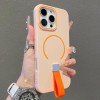 Магнитный чехол Skin-feel Magnetic TPU with Silicone Strap с силиконовым ремешком для iPhone 16 Pro — розовый