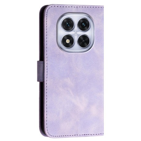 Чехол-книжка Grid Butterfly Embossed Pattern Flip Leather для Xiaomi Redmi Note 14 Pro 5G/Poco X7 - фиолетовый