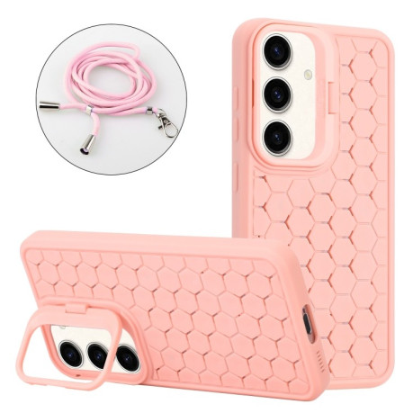 Противоударный чехол Honeycomb Radiating Holder TPU для Samsung Galaxy A35 5G - розовый