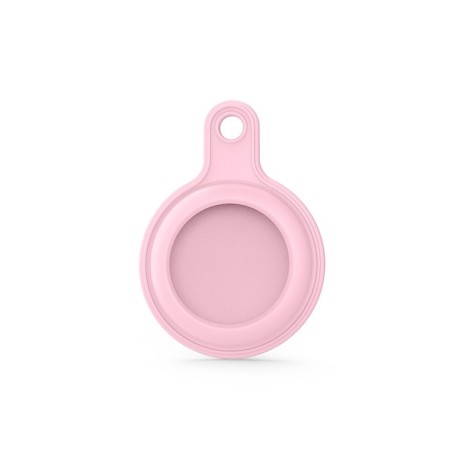 Силиконовый брелок Gel Leather с кольцом для AirTag - светло-розовый