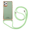 Противоударный чехол Electroplating with Lanyard для iPhone 12 Pro Max - светло-зеленый
