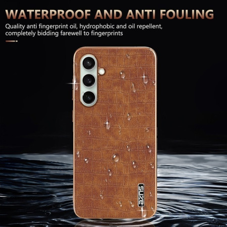 Чехол AZNS Electroplated Frame Crocodile Texture на Samsung Galaxy A36 - белый